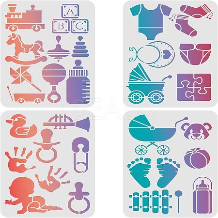 PET Hollow out Drawing Painting Stencils Sets for Kids Teen Boys Girls DIY-WH0172-443-1