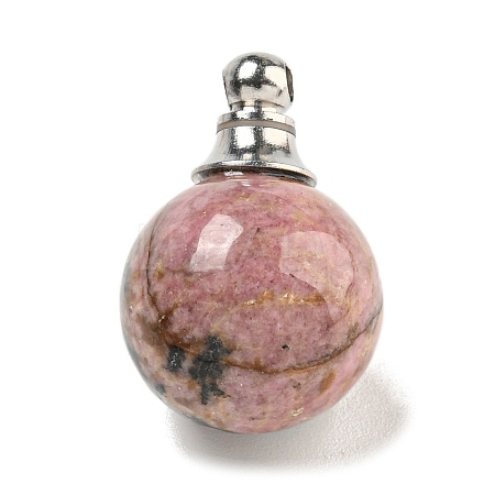 Natural Rhodonite Perfume Bottle Pendants G-K338-22P-04-1