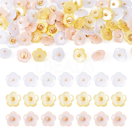 60Pcs 3 Colors 1-Hole Resin Buttons RESI-TA0004-42-1