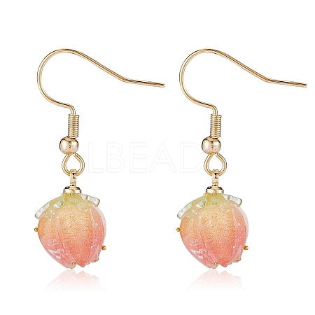 3D Resin Flower Dangle Earrings EJEW-SW00019-05-1