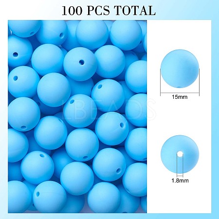 100Pcs Silicone Beads Round Rubber Bead 15MM Loose Spacer Beads for DIY Supplies Jewelry Keychain Making JX447A-1