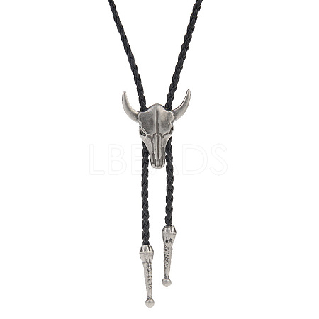 Antique Silver Alloy Pendants Lariat Necklaces PW-WG15079-04-1
