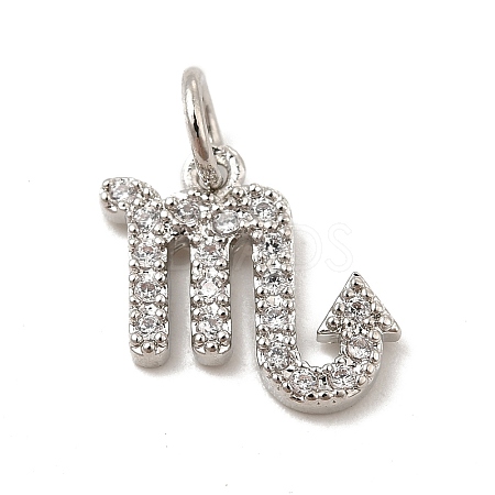 Brass Micro Pave Cubic Zirconia Charms KK-E077-02P-10-1