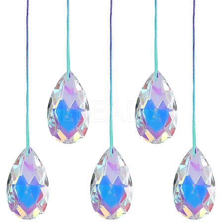 Glass Sun Catcher Pendant HJEW-WH20004-13-1