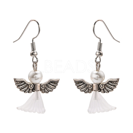 Lovely Wedding Dress Angel Dangle Earrings EJEW-JE00521-09-1