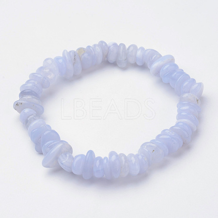 Natural  Blue Lace Agate Beaded Stretch Bracelets X-BJEW-JB02683-01-1