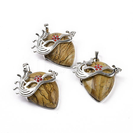 Natural Picture Jasper Pendants G-P496-02P-07-1