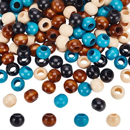 4 Colors Wood Large Hole Beads WOOD-FG0001-52-1