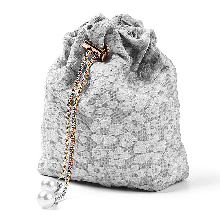 Fiber Embossed Flower Drawstring Candy Bags PW-WG61065-08-1