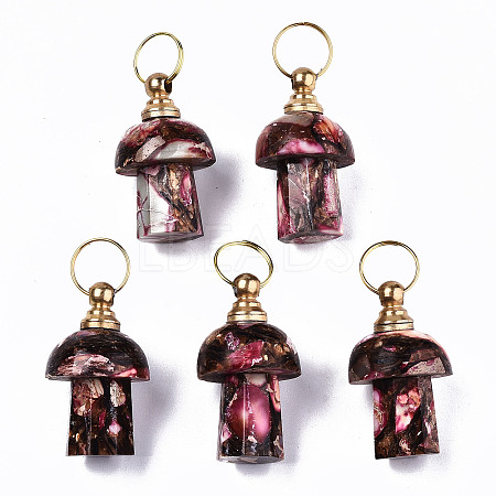 Assembled Synthetic Bronzite and Imperial Jasper Openable Perfume Bottle Pendants G-S366-057C-1