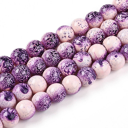 Transparent Baking Paint Glass Beads Strands DGLA-N009-10mm-04-1