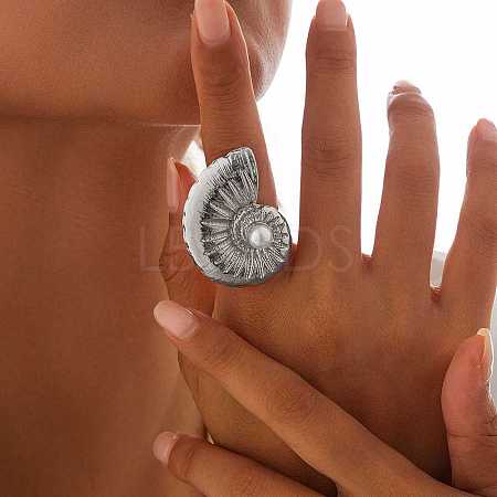 Conch Alloy Adjustable Rings for Women RJEW-B108-03P-1