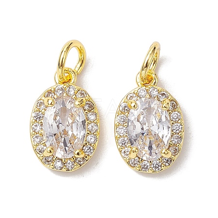 Brass Micro Pave Clear Cubic Zirconia Charms KK-K360-17G-1