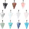 11pcs 11 style Cone/Spike/Pendulum Natural & Synthetic Gemstone Pendants G-NB0003-05-1