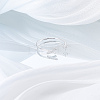 1Pc Letter Brass Rhinestone Open Cuff Rings for Women AJEW-LP0004-47L-S-3