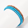 3Pcs 3 Style Natural Wood & Synthetic Turquoise(Dyed) & Hematite Stretch Bracelets Set BJEW-JB07994-6