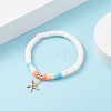 Heart & Polymer Clay Heishi Beads Stretch Bracelets Set BJEW-TA00044-10