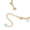 Cat Eye Round Tassel 304 Stainless Steel Twisted Chain Anklets for Women AJEW-AN00698-02-5