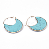 Synthetic Turquoise Crescent Moon Dangle Hoop Earrings G-S344-75D-2