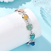 Chakra Brass Ring Link & Natural & Synthetic Mixed Gemstone Chips Beads Link Bracelets BJEW-TA00717-02-2