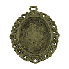 Tibetan Style Oval Alloy Pendant Cabochon Settings TIBEP-Q054-44AB-NR-1