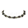Raw Rough Natural Iolite and Dyed White Jade Rondelle Beaded Necklaces NJEW-JN06646-4
