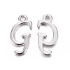 Platinum Plated Alloy Letter Pendants X-PALLOY-J718-01P-G-1