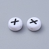 Flat Round with Letter X Acrylic Beads X-PL37C9070-X-3