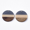 Two Tone Transparent Resin & Walnut Wood Pendants X-RESI-S358-78-A01-2