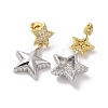 Two Tone Brass Micro Pave Clear Cubic Zirconia Dangle Stud Earrings EJEW-M243-01B-GP-2