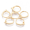 Brass Cubic Zirconia Huggie Hoop Earring Findings X-KK-S340-43G-3