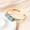 Natural Amazonite Beads Cuff Bangles for Women BJEW-Q035-01G-01-2