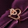 Romantic Heart Real Rose Gold Plated Brass Cubic Zirconia Finger Rings RJEW-BB08605-7RG-3