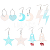 5 Pairs 5 Styles Rainbow Color Acrylic Dangle Earrings with Iron Pins EJEW-AN0003-62-1