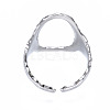 Non-Tarnish 304 Stainless Steel Oval Open Cuff Ring RJEW-T023-91P-2