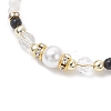 2Pcs Natural Rainbow Moonstone and Dyed Black Onyx and Shell Pearl Beads Bracelets for Women BJEW-JB12558-4