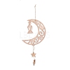 Moon & Floral Unfinished Wood Pendant Ornament WOOD-M003-03-4