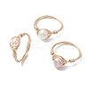 Nuggets Natural Cultured Freshwater Pearl Finger Rings RJEW-JR00697-02-1