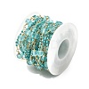 Brass Hexagonal Column Glass Seaded Beaded & Resin Round Beaded Link Chains CHC-G026-01A-3