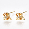 Brass Cubic Zirconia Stud Earring Findings X-KK-S350-012G-1