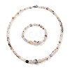 Natural Dendritic Agate Round Beads Bracelets & Necklaces Sets SJEW-L132-26-1