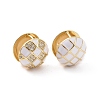 Clear Cubic Zirconia Tartan Pattern Ball Huggie Hoop Earrings with Enamel EJEW-F303-03G-02-2