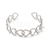 Non-Tarnish 304 Stainless Steel Heart Open Cuff Bangle for Women BJEW-L682-001P-1