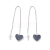 Long Chain with Enamel Heart Dangle Stud Earrings EJEW-A067-01P-A-1