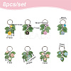 Flower Leaf Alloy Enamel & Glass Pendant Keychain KEYC-AB00014-2