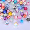 Printed Round with Ghost Pattern Silicone Focal Beads SI-JX0056A-126-2