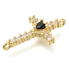 Brass Pave Black & Clear Cubic Zirconia Connctor Charms KK-M101-02A-G02-2