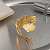 304 Stainless Steel Vintage Leaf Open Cuff Bangles for Women EU1082-3