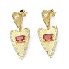 Heart Clear Cubic Zirconia Dangle Stud Earrings EJEW-F311-03G-2