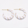 Brass Enamel Half Hoop Earrings EJEW-L231-62B-1